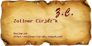 Zollner Cirjék névjegykártya